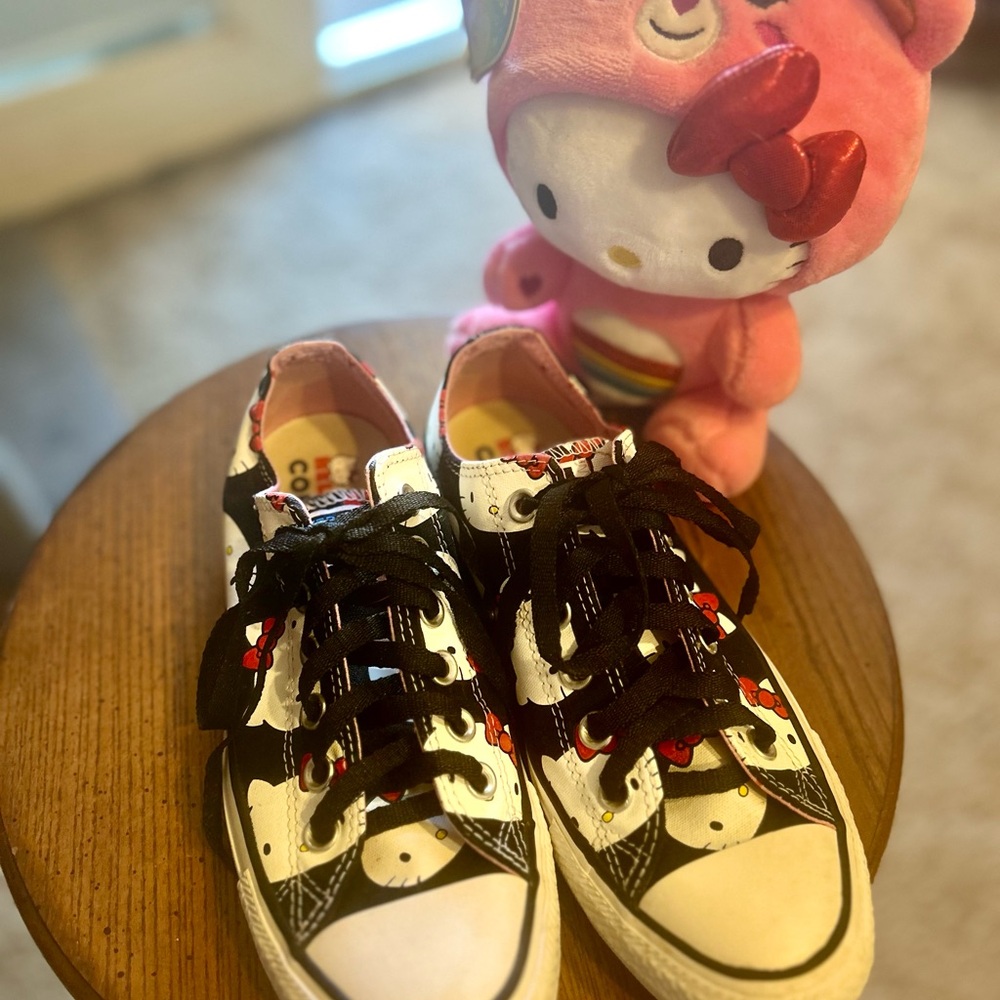 Chic Women's Converse x Hello Kitty Sneakers - Black, White, and Red
